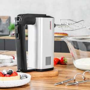 Gastroback Design Handmixer Pro 40983 ръчен миксер с корпус от неръждаема стомана и черна дръжка - Кухненски робот машина, Електрически миксер за тесто, Ръчен шредер, Мелница за месо и Ръчен миксер