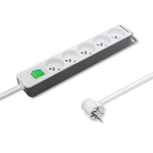 Qoltec 5-outlet surge protector with 1.8m cable, white - Computers and Accessory