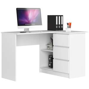 Corner desk b16 124 cm right 3 drawers white
