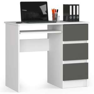 White and grey computer desk with three drawers, A-6 90 cm right, AKORD - Akord
