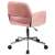 Back view of the pink velvet swivel chair with chrome base and armrests, FD-22 model