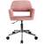 Front view of the pink velvet swivel chair with chrome base and armrests, FD-22 model