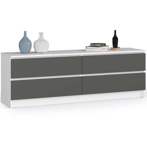 AKORD 4-drawer chest of drawers in white and graphite grey