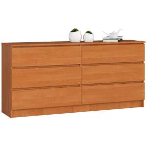 Akord - 160 cm Olcsó Matt Fiókos Komód 6SzekrényCLP, Laminált Lemez, ABS Élzáróval, Összeszerelendő, Szín: Olcsó, Fiókzárakkal, Fafurnér-kinézet, Tartós és Stílusos Tárolás
