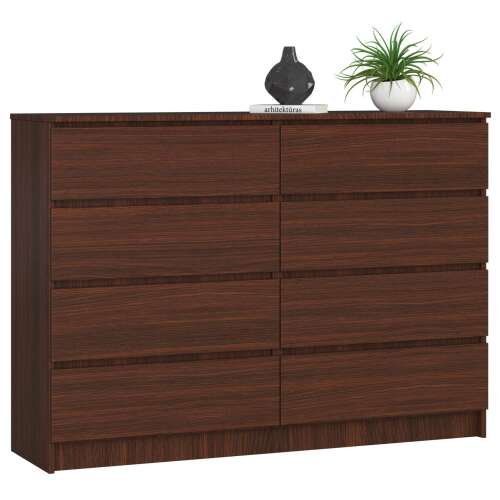 Akord - Wenge 8 Fiókos Komód K140, CLP Bútor Rendszer, Matt Bevonatú Szabadon Álló Tároló Egység, laminált lapból 138x99x40 cm