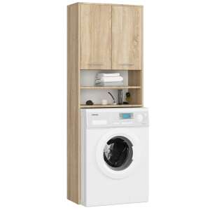 Bathroom cabinet above washing machine, Sonoma oak, 2 doors, 4 shelves, AKORD - Akord