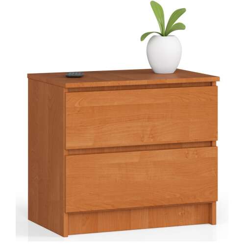 Akord 2 drawer bedside table in alder color, perfect for bedroom storage