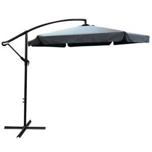 CYNIA 3 meter cantilever patio umbrella in dark gray, with adjustable tilt, black frame - Garden Furniture