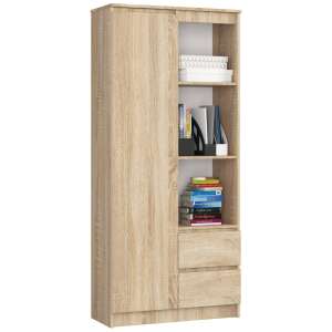 Akord Sonoma Tölgy Álló Polc R11 80cm, 1 Ajtó, 2 Fiók, 7 Polc, Matt Felülettel, 180cm magas, ABS Élzárás, Önösszeszerelés, CLP Bútor Rendszer 98016812 - Akord