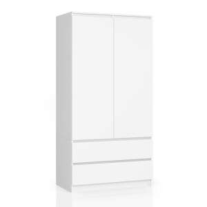 AKORD CLP S90 Kétajtós Fehér Ruhásszekrény Fiókokkal, Gardróbszekrény P180_90 #fehér