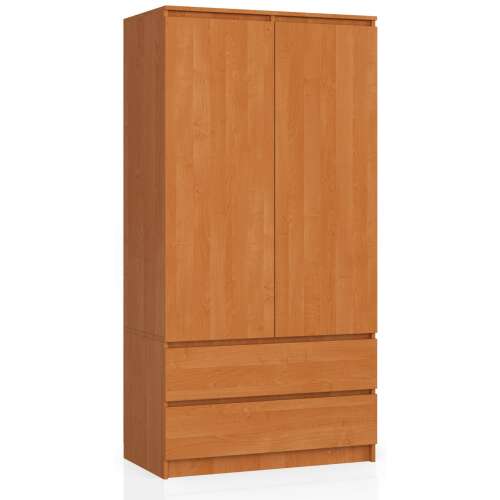 Akord 90 cm széles égerfa szekrény, 2 ajtós, 2 fiókos, 4 polcos, önálló összeszerelés, laminált lemez, ABS szegély, 180 cm magas, mat szőrű, otthoni vagy irodai használatra 98017345
