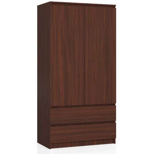 Akord Wenge 90cm Szekrény - 2 Ajtós, 2 Fiókos, 180cm Magas, 4 Polcos, Matt Belsővel, ABS Élek, Laminált Lemez, Önálló Összeszerelés, Széles Fiókokkal és Zárófunkcióval 98017470