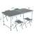 AGIS camping table set with 4 chairs, grey, dimensions