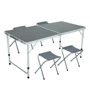 AGIS Folding Camping Set - Table + 4pcs chairs #grey