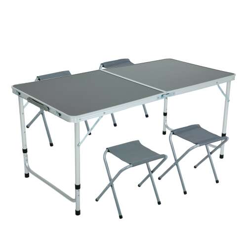AGIS camping table set with 4 chairs, grey
