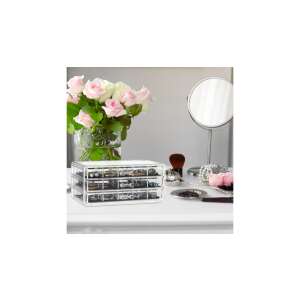 ANKA 3 fiókos smink tároló, átlátszó akrilból, rekeszekkel ékszerek, smink ecsetek és egyéb apró dolgok tárolására - Kozmetikai rendszerező