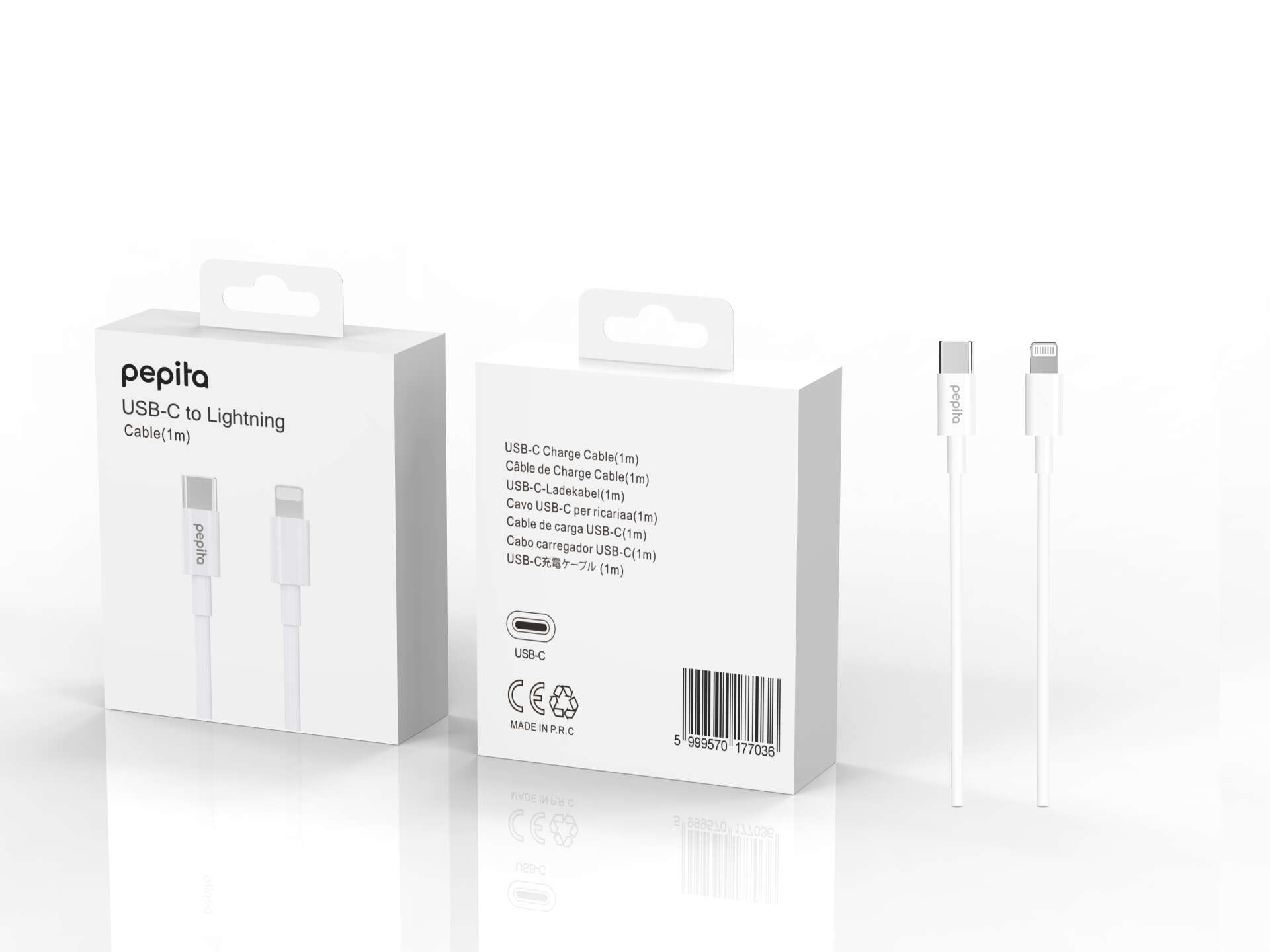 E-shop Pepita iPhone nabíjací kábel 20W USB-C/Lightning 1m - biela