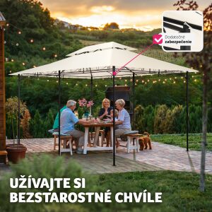 TecTake Luxus Kerti Pavilon - 4x3m - 6 Oldalfallal