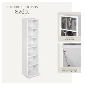 Stojak na CD - 6 półek - 102 CD - 90x21x20cm 131666694 - Meble do salonu