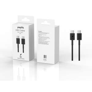 Kábel Pepita USB-C do USB-C, 1 meter, čierny, rýchle nabíjanie 8A