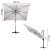 Springos XXL square cantilever patio umbrella, light gray, 300 x 400 cm, with cover, 8 panels, crank mechanism, water-resistant, easy assembly, dimensions