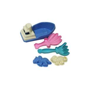 Homokozó szett hajóval, lapáttal, gereblyével és dinoszaurusz formákkal - Strandjáték