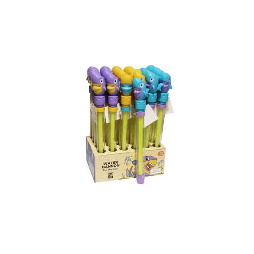 Cápás vízipuska, 36,5 cm, húzós vízipuska, nyári szórakozás, gyerekjáték, medencés buli, strandjáték