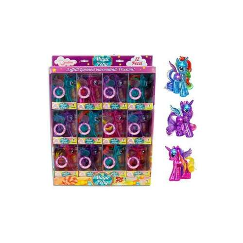 12 darabos Magic Pony világító játék ló, 3 színben: lila, kék, rózsaszín - Teorema