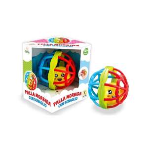 Színes csörgő labda babáknak vidám mosolygós arccal, tökéletes érzékszervi játékhoz és a finommotoros készségek fejlesztéséhez - Csörgő