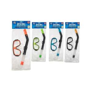 Búvárszett gyerekeknek, tartalmaz maszkot és sznorkelezőt, narancs, zöld, kék és fekete színben kapható - Búvár szett