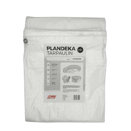 6x10m fehér takaróponyva, vízálló, erős, autók, csónakok, bútorok, építőanyagok, tűzifa, kerti bútorok, medence takarására, védelem eső, hó, por ellen, Planox márka