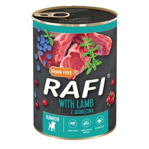 RAFI Junior Lamm Pastete mit Blaubeeren und Preiselbeeren 400g Dose für Welpen