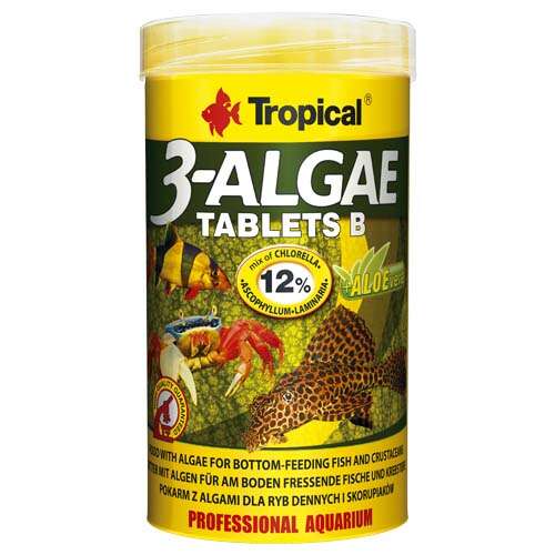 Tropical 3-Algae Tablets B hal táplálék fenéklakó halak és rákok számára, 250ml/150g, 830ks - Haleledel
