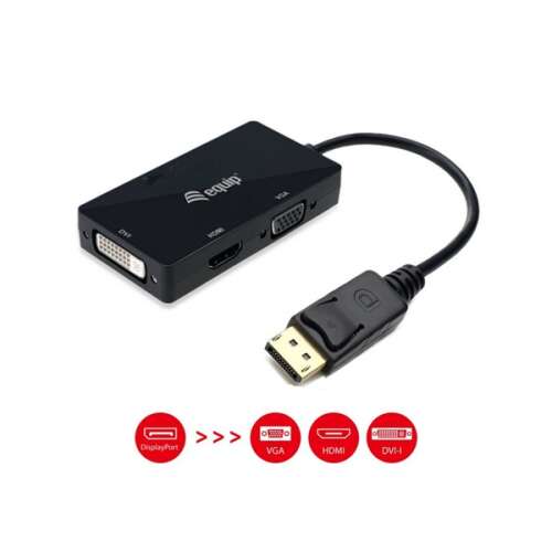 Equip DisplayPort VGA, HDMI, DVI átalakító, fekete