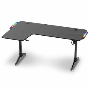 Spirit of Gamer Headquarter 600 L Gaming Desk with RGB LED lighting - Gaming