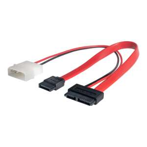 Akyga Slim SATA / SATA / MOLEX adapter - AK-CA-45, red SATA cable with two SATA connectors and one MOLEX connector - Data Cable
