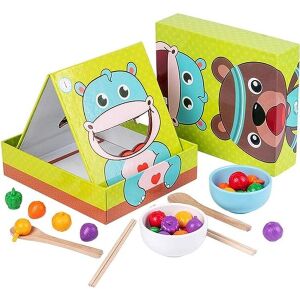 Montessori Etetős Játék - Maci és Víziló - 3 éves kortól