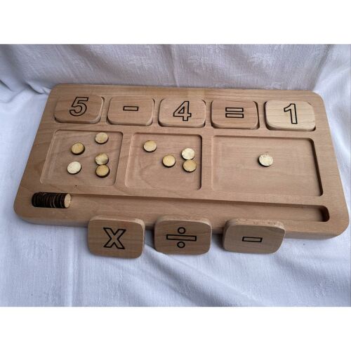 Natúr fa játék Számtanító tábla, fa matematikai tanuló tábla, oktatási játék gyerekeknek