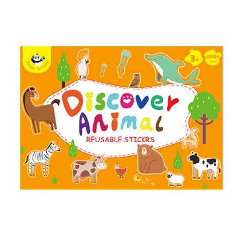 Panda Junior Fóliamatricás füzet - Fedezd fel az állatokat! Több mint 200 újrahasználható állatmatrica és 4 színes háttér