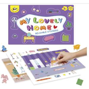 Panda Junior My Lovely Home újrahasználható matricás foglalkoztató füzet gyerekeknek, 4 színes szobaszínnel és több mint 150 matricával - Panda Juniors