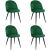 Akord 077 Étkezőszék szett 4 db, zöld bársony kárpitozás, fekete lábak