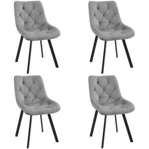 Akord SJ.33 Bársony Étkezőszék Szürke Steppelt 4 darabos szett