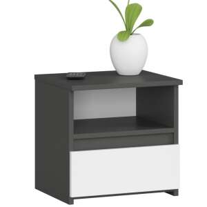Akord - Grafit Szürke és Fehér Komód CL1, Egylapos Álló Bútor 40x40x35 cm, Laminált Forgácslap, ABS Előnyéllel, Modern Matt Kivitel, Fiókzárral, Szerelhető Modell