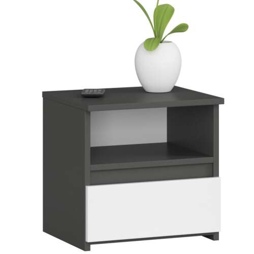 AKORD CL1 Nachttisch, graphitgrau mit weißer Front, 1 Schublade