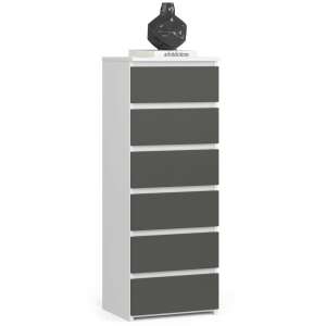 6 fiókos Komód P109_40 #fehér/grafitszürke