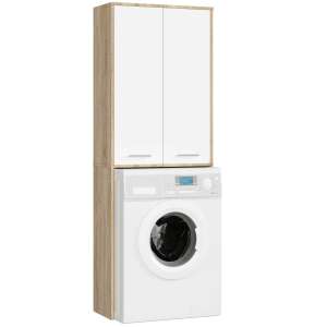 FIN Washing Machine Cabinet P180_64 - Sonoma/White, 2-door cabinet for storage above washing machine, with shelves - Akord