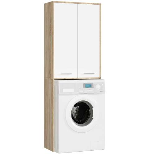 Bathroom fin 180 washing machine slab full 2d - sonoma oak / white