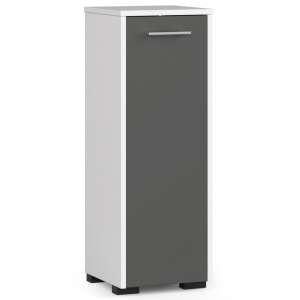 FIN Bathroom Cabinet P85_30 - White/Graphite Grey, freestanding cabinet with one door and one shelf inside - Akord