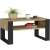 DOMI coffee table P45_92 - oak/black, modern coffee table with shelf, black metal frame, oak top