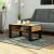 Akord Domi coffee table in living room setting, walnut craft and black finish